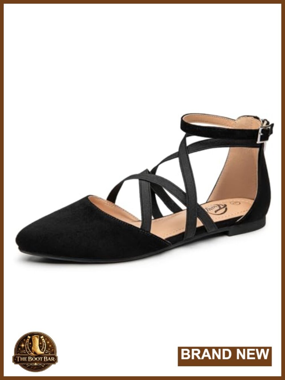 Women's Mary Jane Flats - Pointed Toe Ballet Shoes with Ankle Straps, PU